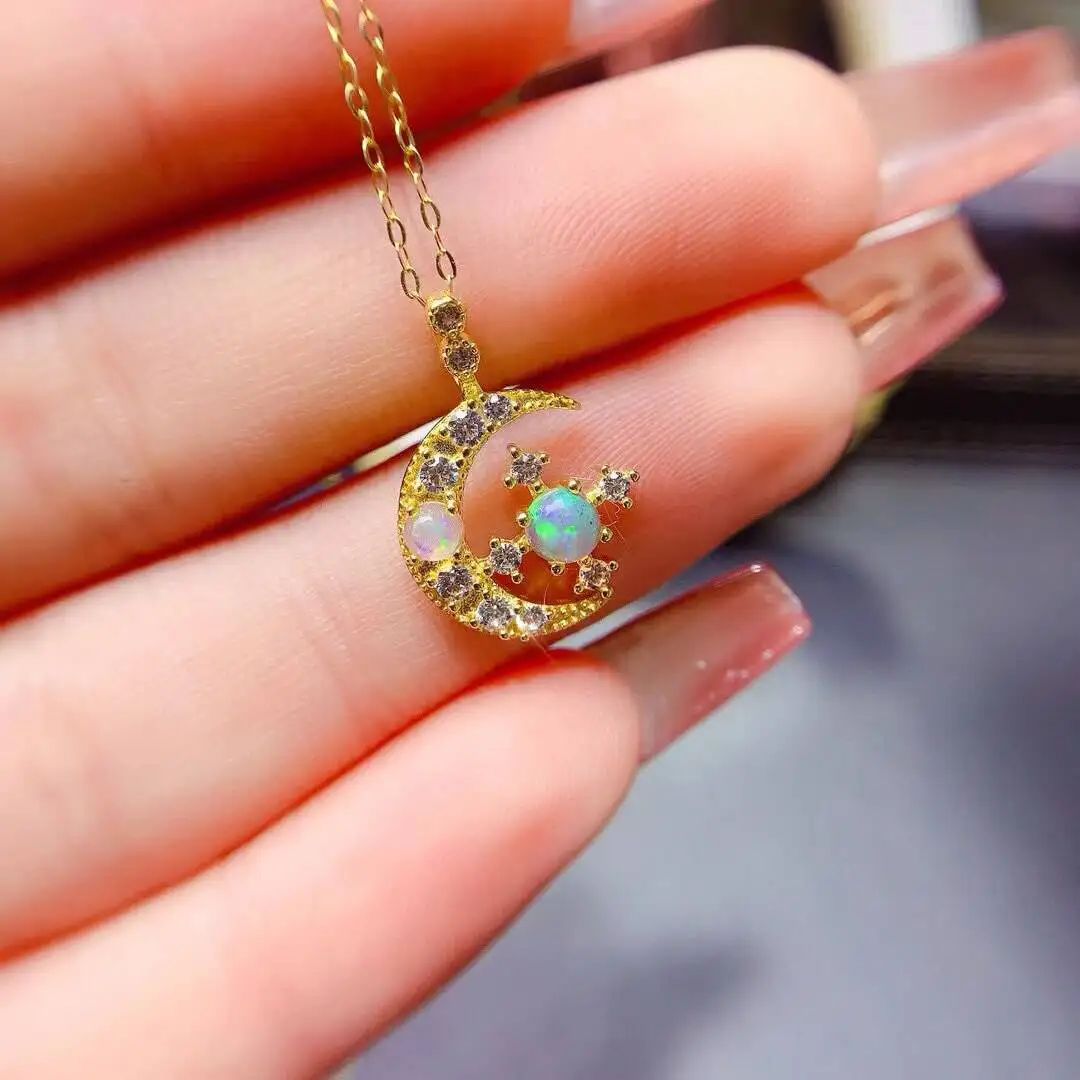 KJJEAXCMY Jewelry Natural Women's Colorful Opal Pendant 925 silver inlay Colorful and splendid Crystal pure fire flash explosion