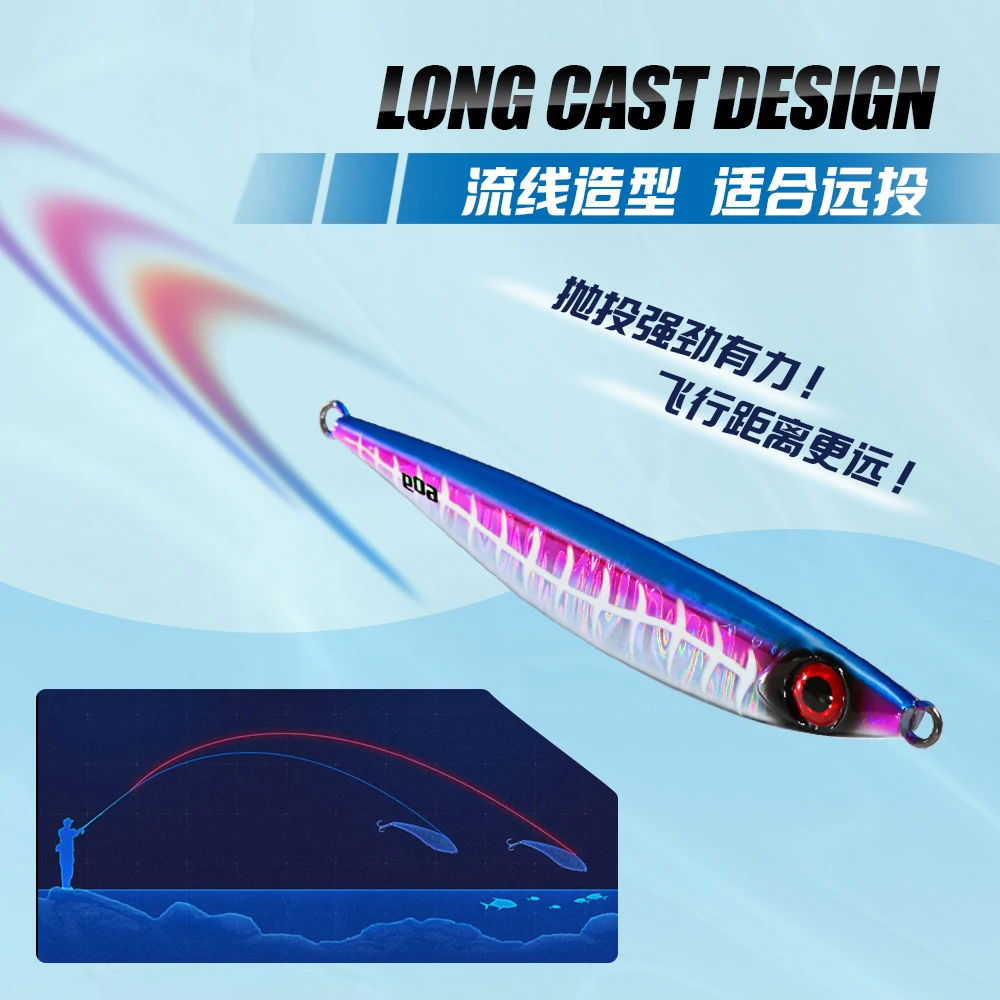 CASTFUN Sardine Glow Casting Jig Lure 40g 60g 80g 100g Slow Jig Saltwater Jigging Lure Fishing Lure Fishing Bait Outdoor Fishing