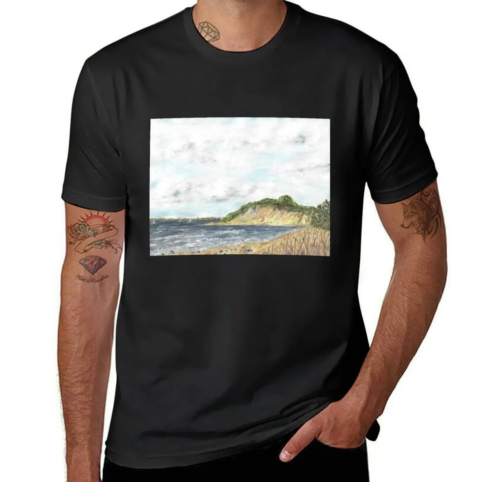 Holnis Kliff, Flensburg Fjord T-Shirt shirts graphic tees Short sleeve tee quick drying designer t shirt men