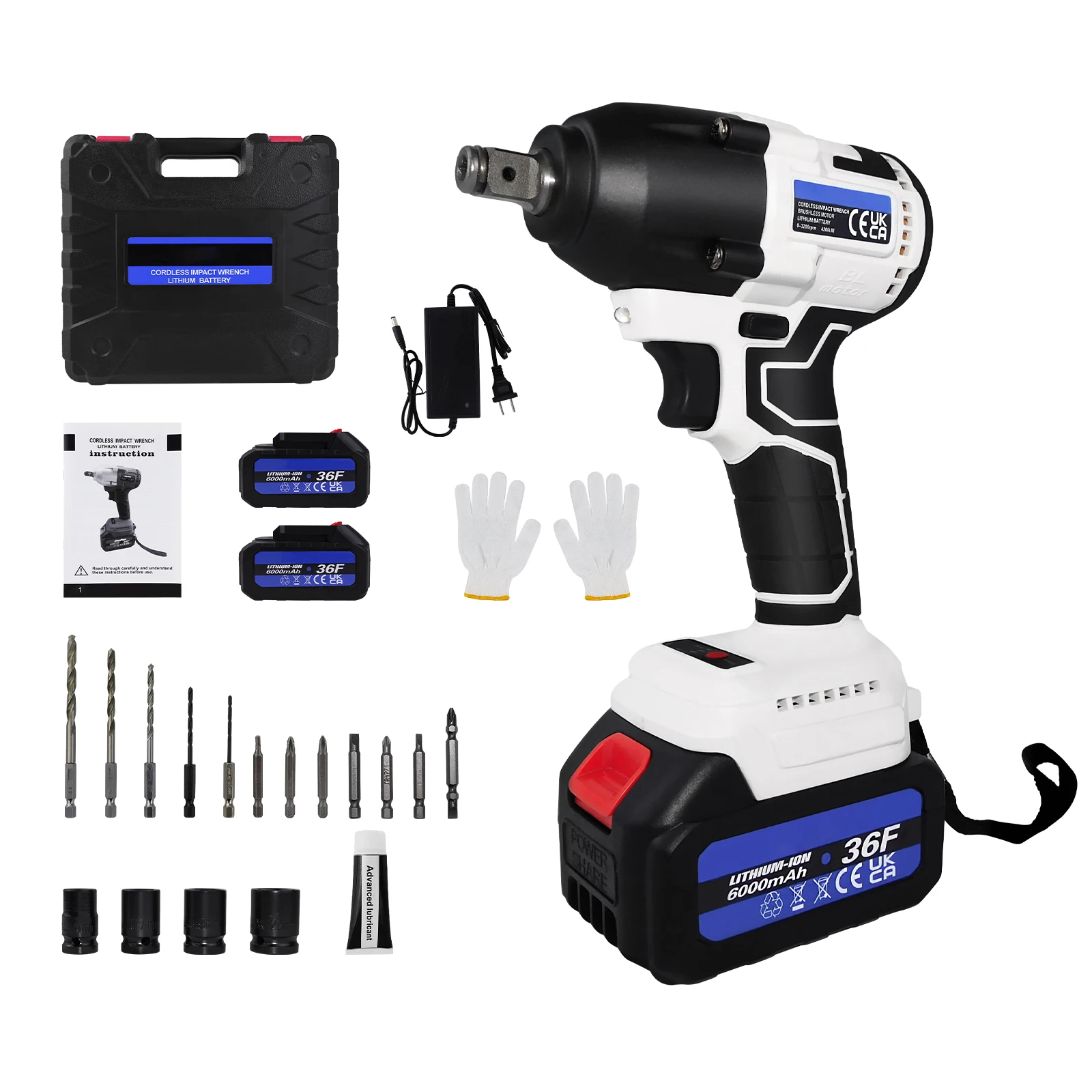 

Cordless Impact Wrench 1/2 inch,420N.m High Torque Brushless Power Impact Gun ,Electric Impact Driver with 2x3.0Ah Batteries