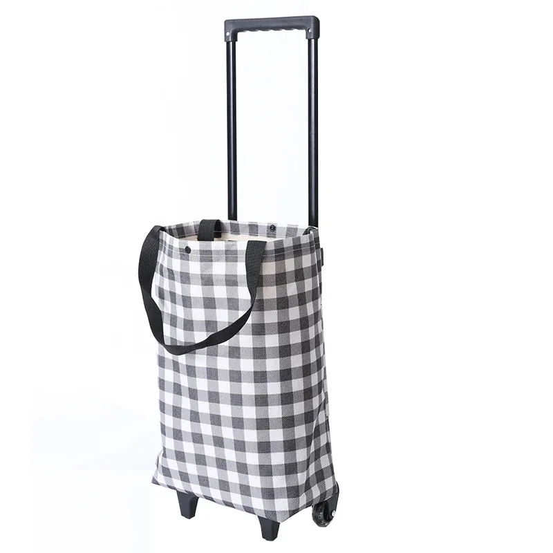 Large Capaci Portable Op Cart with Pull Rod for Home Vegetable Bung Campus Piup Quiet Foldable Utili Cart