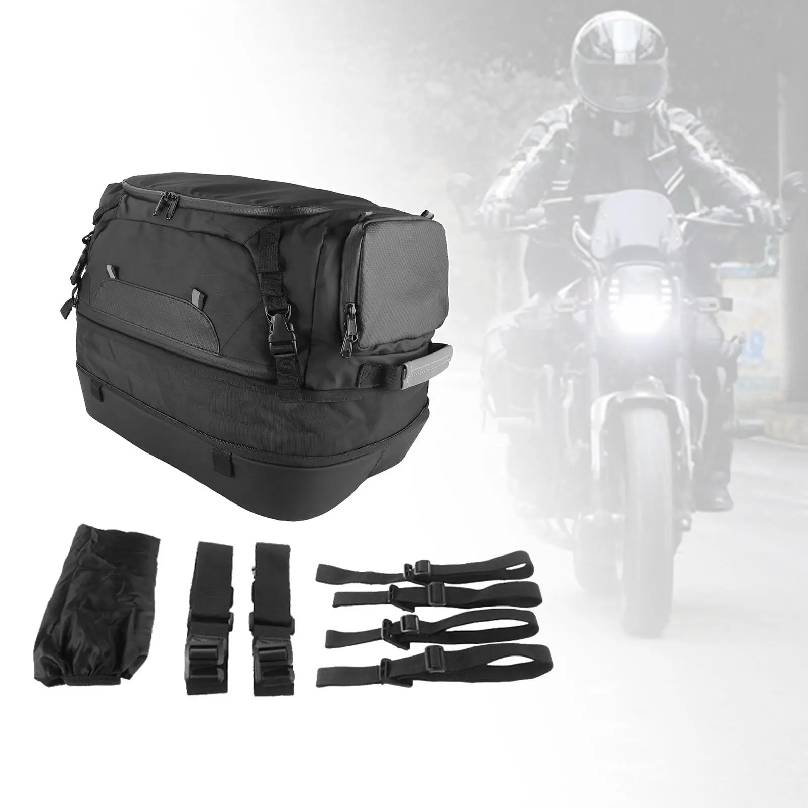 

Motorcycle Rear Luggage Rack Bag Waterproof Travel Luggage Storage Backpack 35-42L Motorcycle Rear Seat Bag Motorcycle Tail Bag