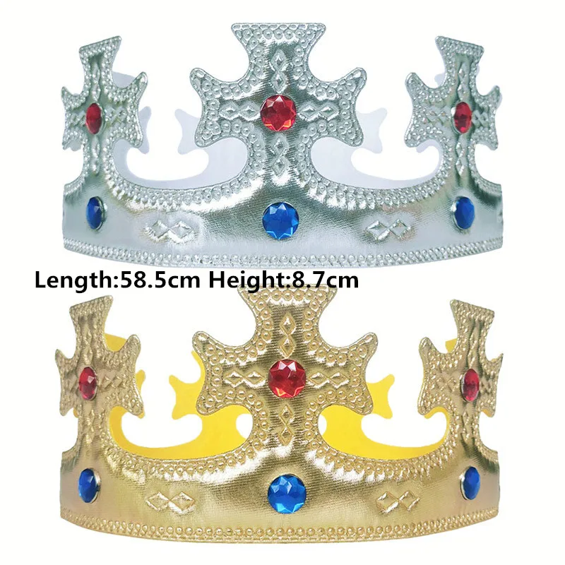 Adult Children Birthday Crown Hat Gold King Diamond Headdress Hair Accessories Cake Decor