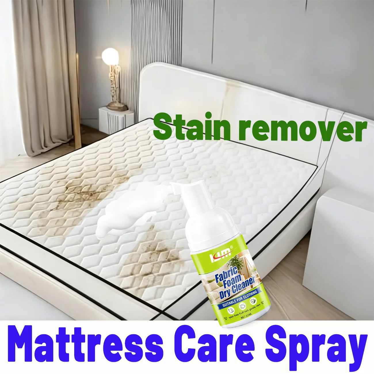 KJM Multi-Purpose Fabric Foam Dry Cleaner Stain Remover for Car Seats Carpets Upholstery And Home Fabrics