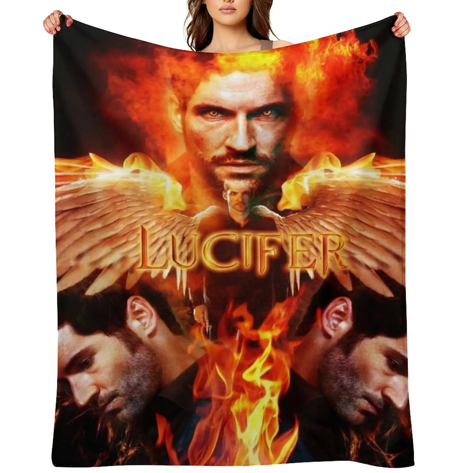 

Lucifer Fire Wings Throw Blanket Thin Plush Blankets For Sofas Soft Big Blankets