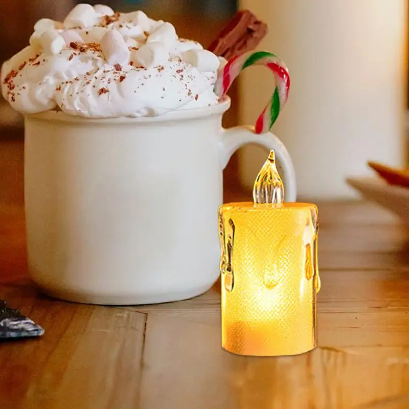 Vela que funciona con pilas, vela candelita LED de cristal, 24 velas pequeñas LED intermitentes alimentadas por batería, adecuadas para bodas y comedor