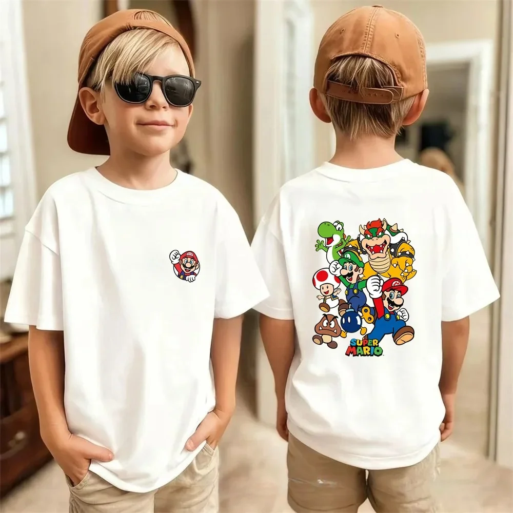 Camiseta de Verano 2026 para Hombre y Mujer, Diseño de Mario Bros, Vestido de Verano para Niños, Camiseta para Niño, Top de Manga Corta para Niña, Regalo de Cumpleaños