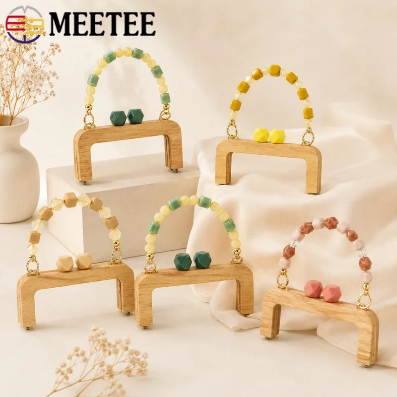 

1Pc 20cm Wooden Resin Bag Handle Chain with Metal Connector for Purse Frame Handbag Wallet Strap DIY Handmade Accessory Repair