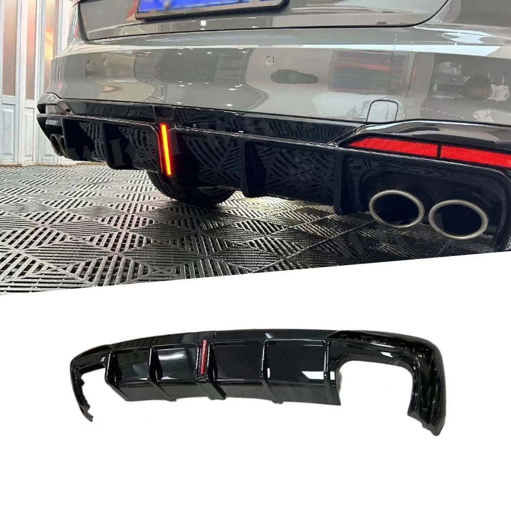 

ABS Car Rear Bumper Lip Rear Diffuser With LED For Audi A4 S4 2020-2024 Not Standard Spoiler Car Tuning Accessories In Stock