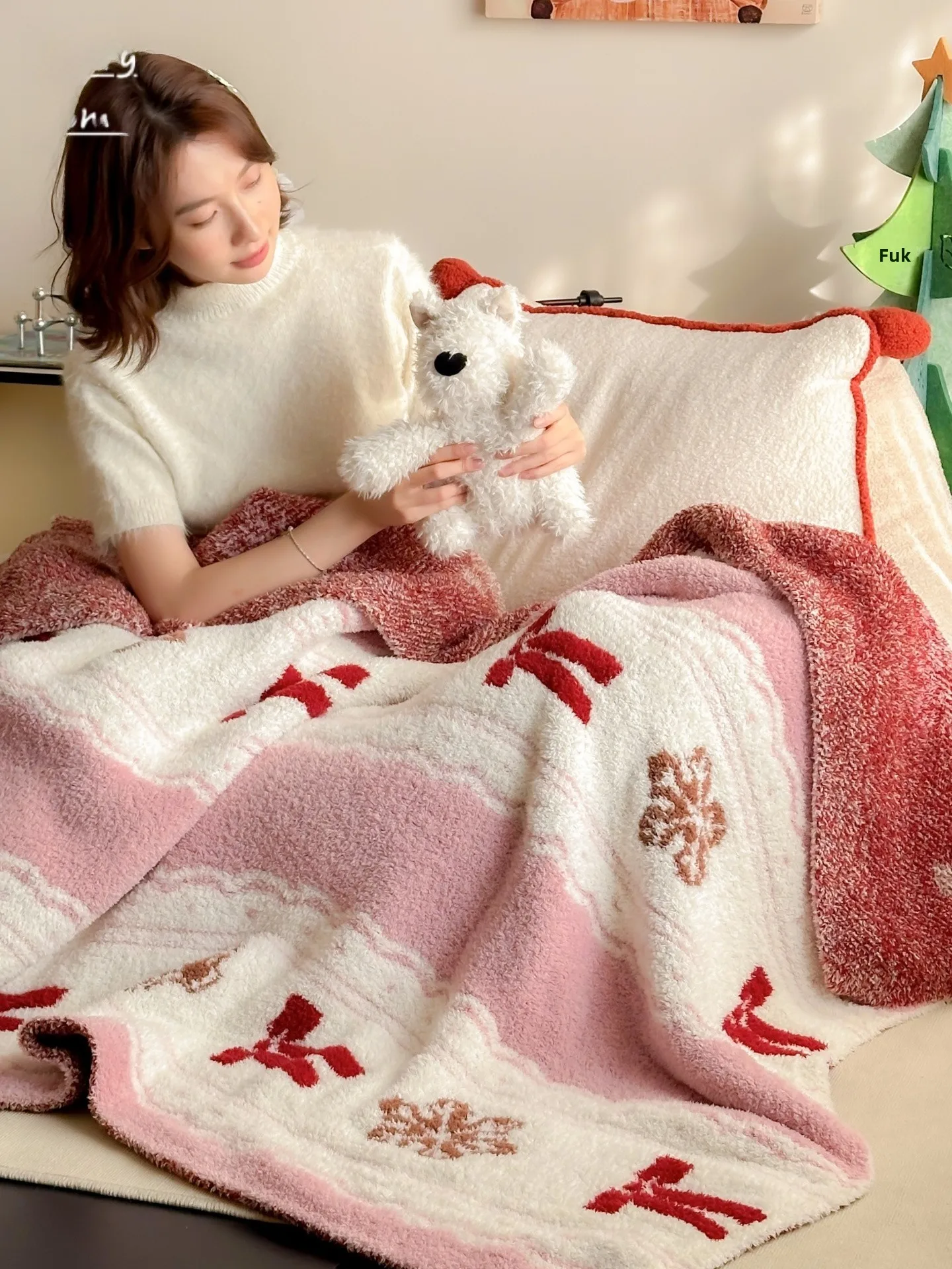 

Knot Snowflake f Velvet Blanket Pink White Lace Office Nap Sofa Cover Blanket Warmth All Seasons French Sle