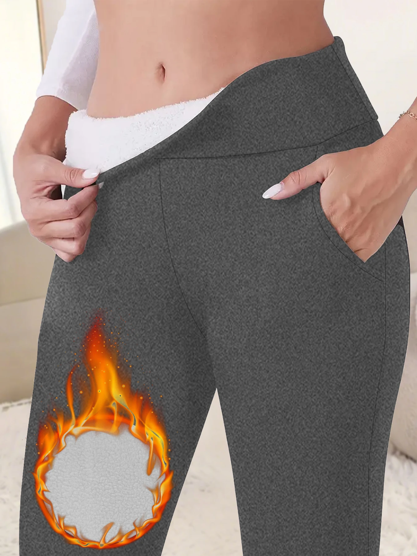 

Women's High Waisted Fleece-Lined Leggings With Pockets Thick Soft Tummy Control Workout Yoga Thermal Warm Pants for Cold Winter