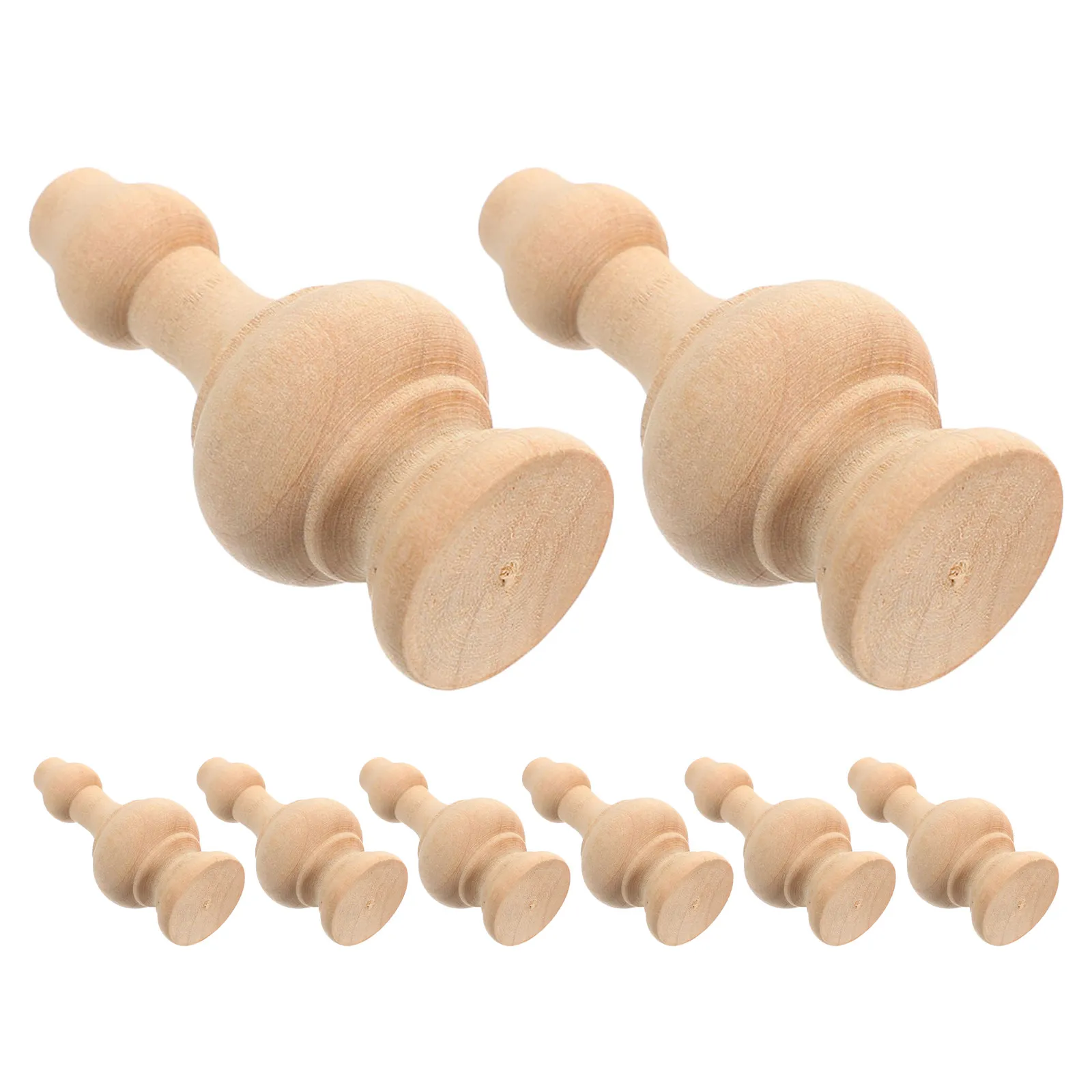 8Pcs Natural Wood Finials Vintage Roman Column Design Decorative Stair Post Tops Curtain Rod Ends DIY Project Post Top Finial