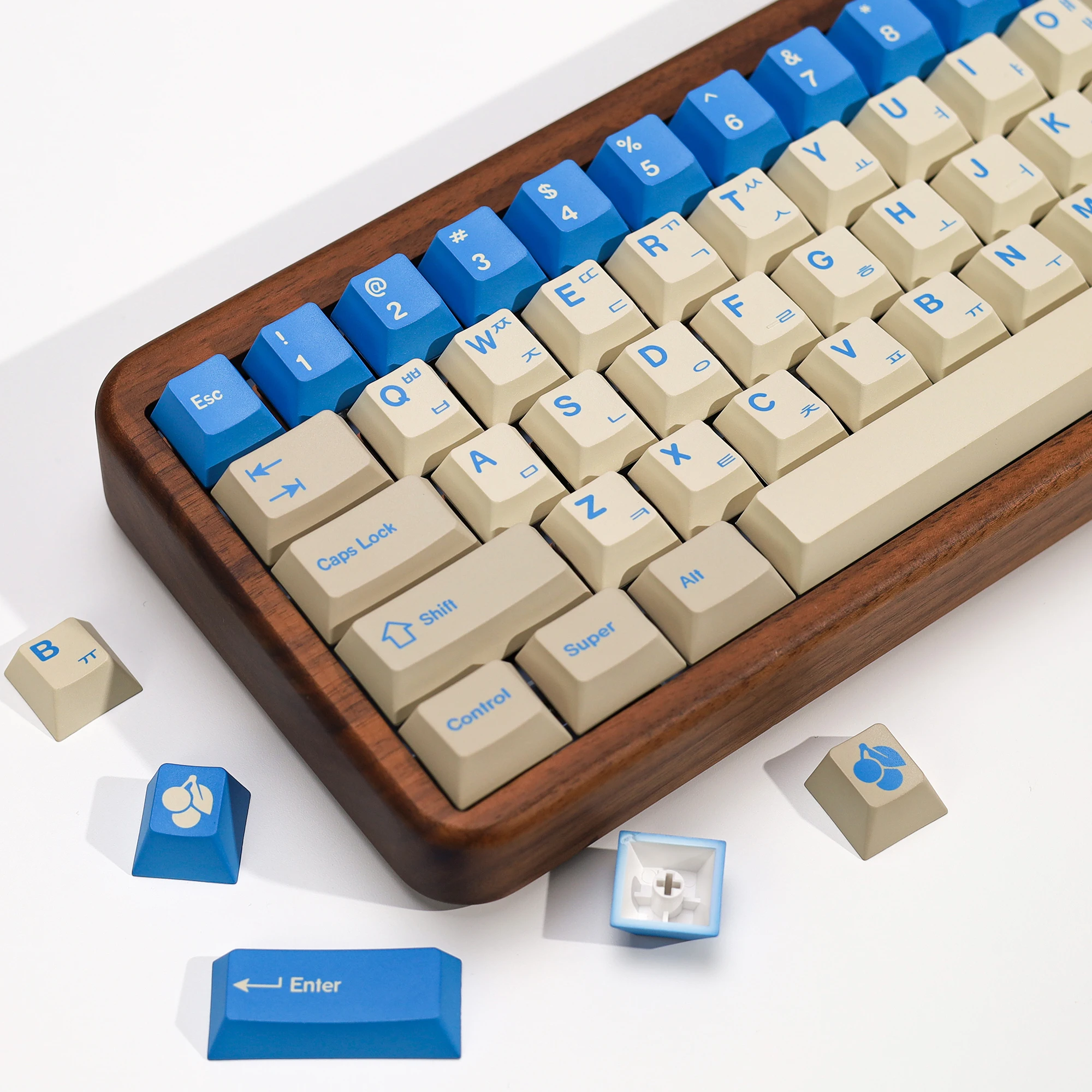 KBDiy Clone GMK Keycaps Korean GMK Blue Alert Retro Alice ISO Keycap Cherry Profile For 60 Magnetic Wooting Mechanical Keyboard