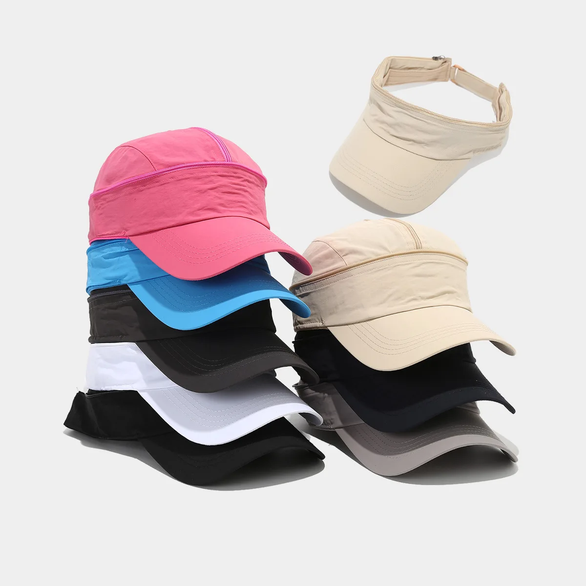 Foldable Quick Dry Sun Visor for Men Women Breathable Sports Cap 2 in 1 Outdoor Running Hat with Ponytail - Image 2