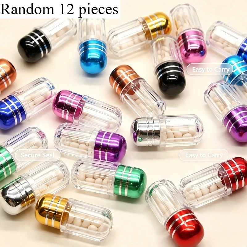Transparent Travel Capsule Bottle with Metal Lid, Plastic Container Suitable for Personal Medications and Small Item Storage