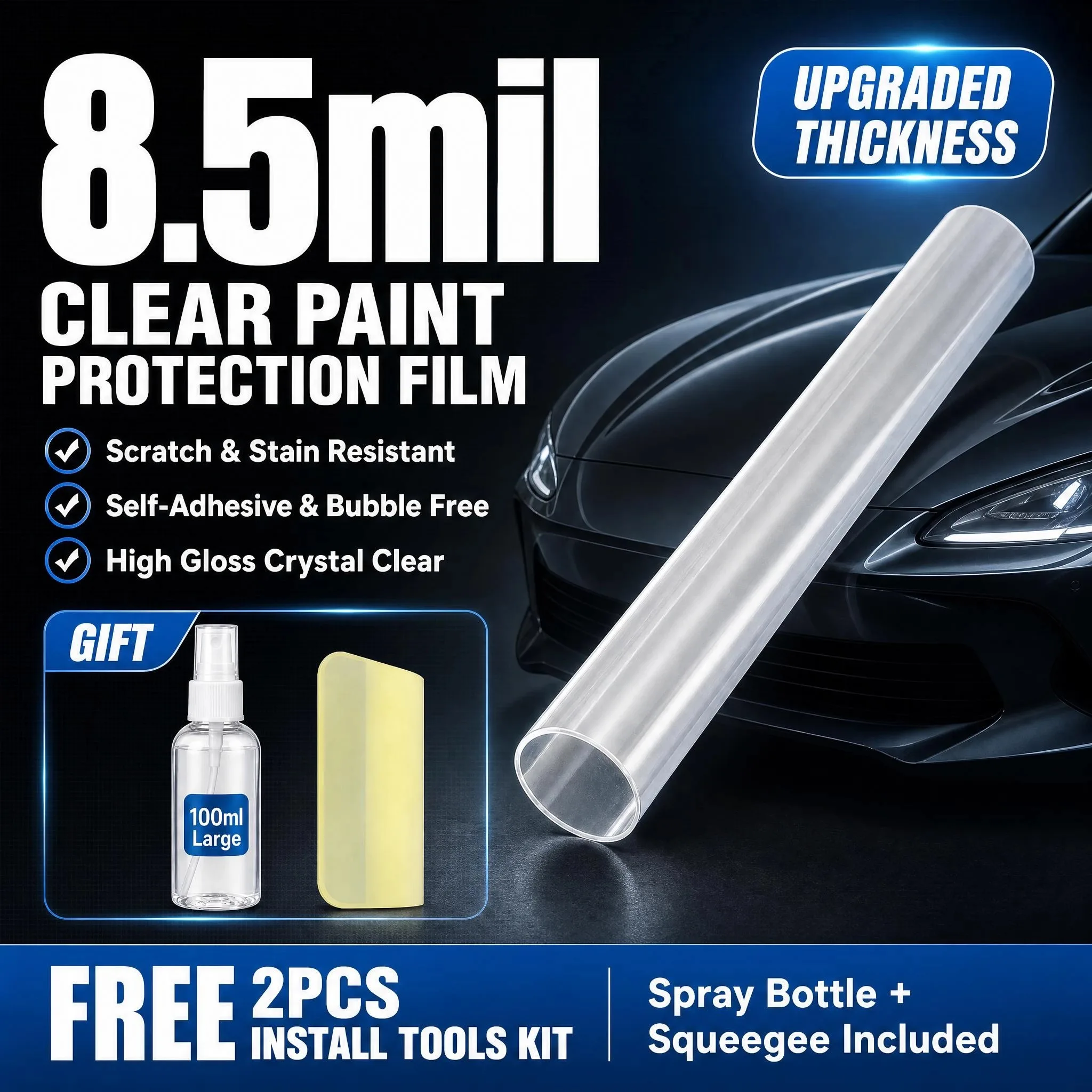 8.5mil TPU Transparent PPF Car Film Self-Healing & Scratch Resistant Anti-hail Paint Weather Protection Vinyl Wrap