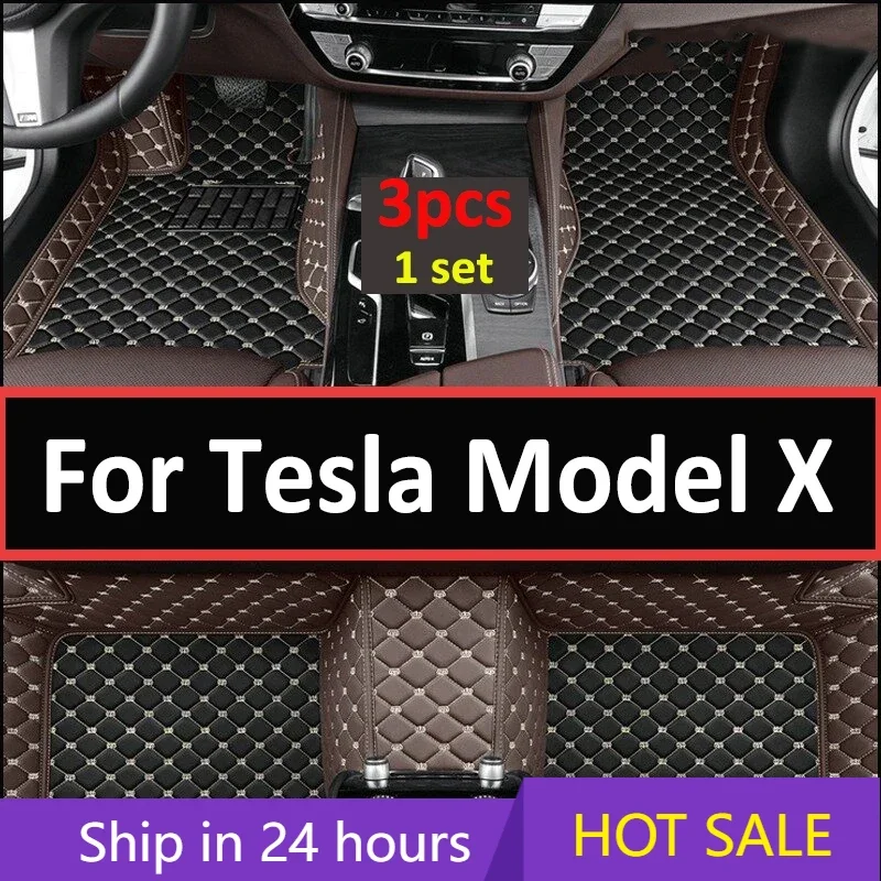 

Car Mats For Tesla Model X 7 Seat 2015~2022 Full Set Luxury Carpets Rug Anti Dirt Pad Leather Mat Car Accessories Tapete Carro