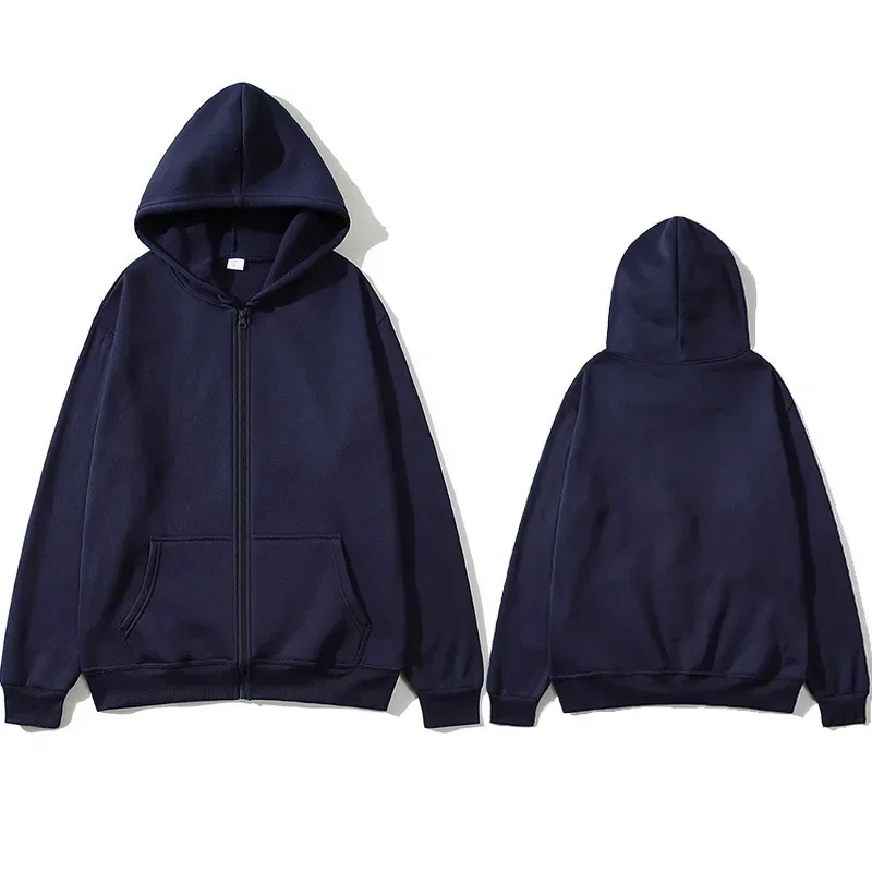Übergroße Herren-Hoodies, lässiger, einfarbiger Kapuzenpullover mit Reißverschluss, Harajuku, koreanischer, lockerer Paar-Hoodie, Jacke, Mantel, Streetwear