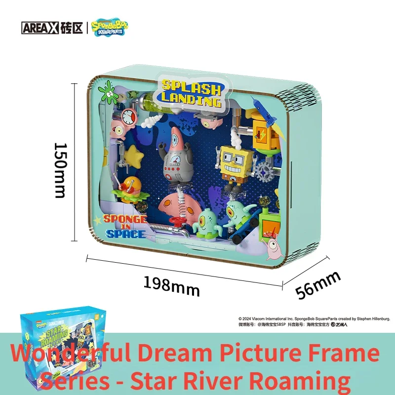 Areax SpongeBob SquarePants Big Star Photo Frame Building Blocks Trendy Play Assembling Movable Ornament Model Anime Collection