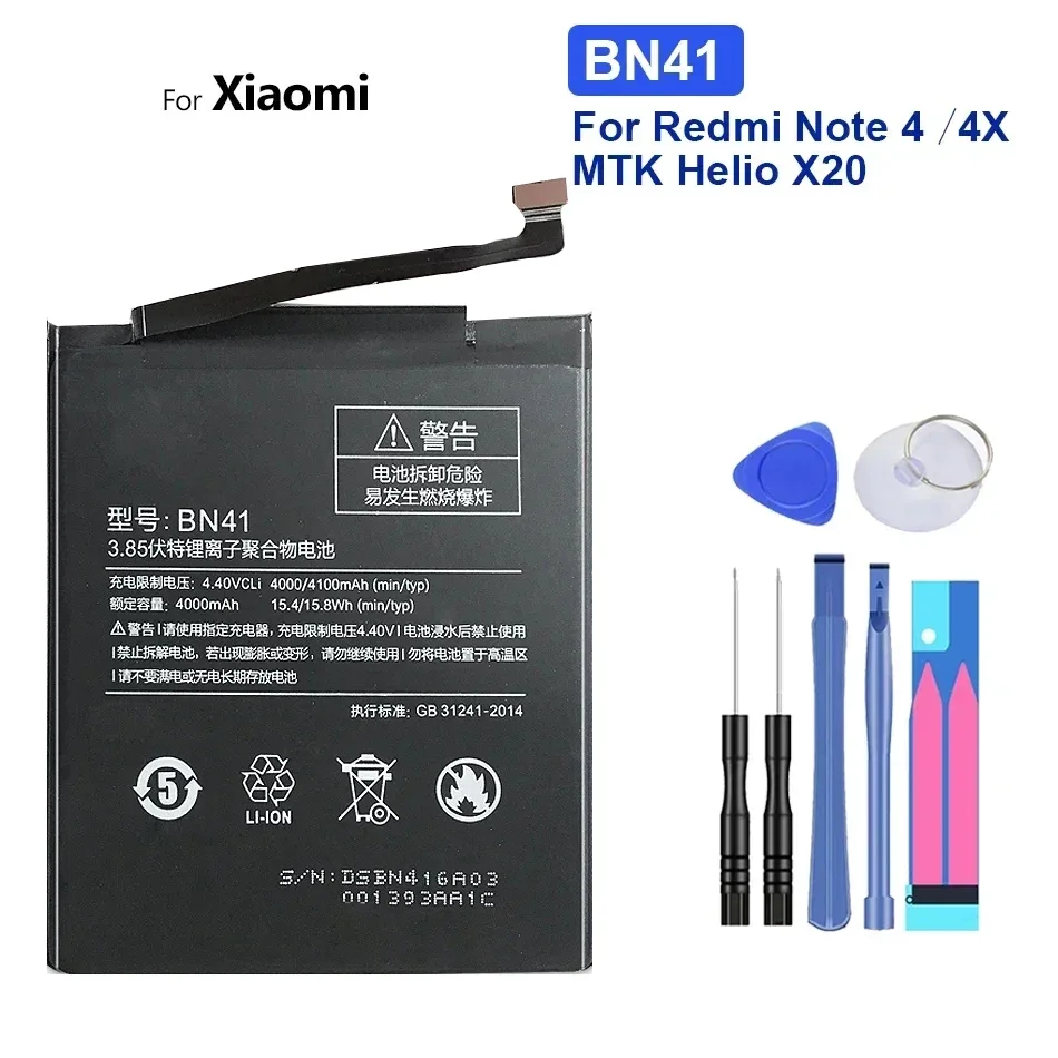 Replacement Battery for Xiaomi Redmi Note 2, 3, 4, 4X Pro, 3S, 3X, Note4, for Hongmi BM47, BM46, BM45, BN43, BN41