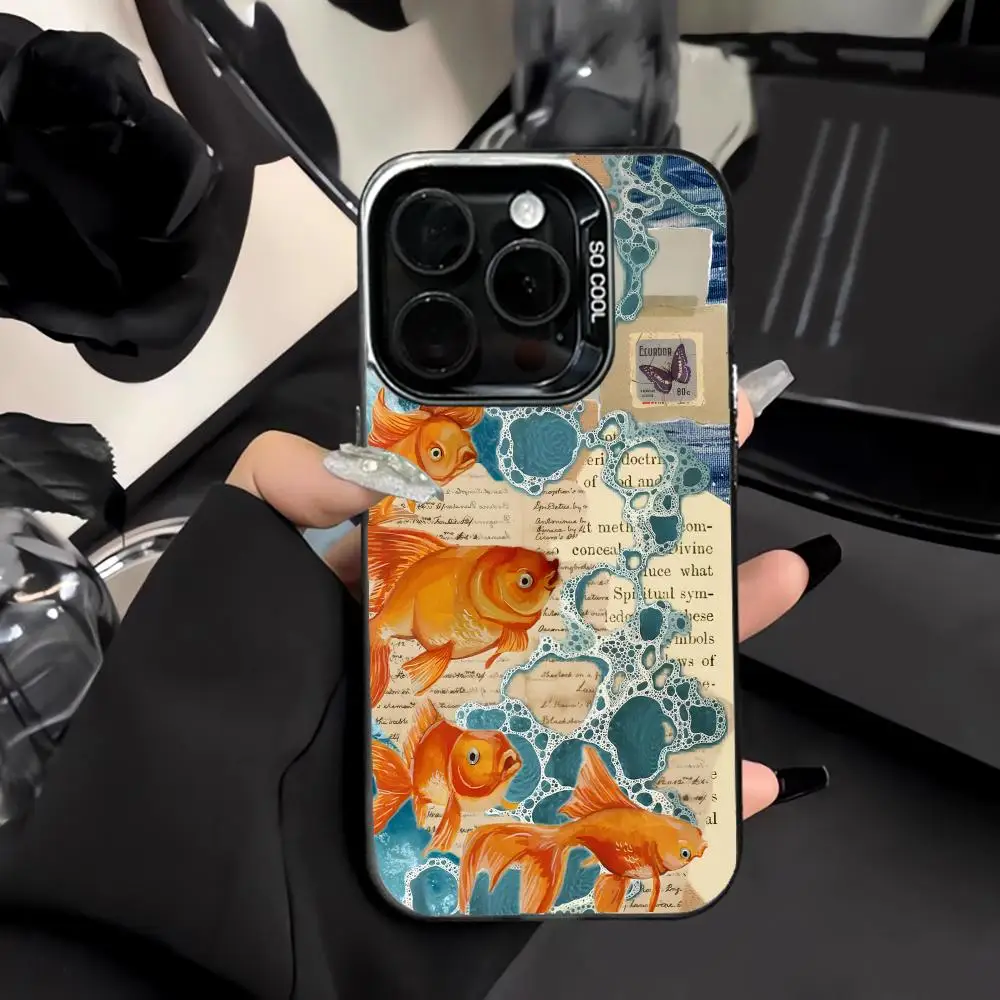 

The Ocean and Goldfish Mobile Phone Case Shockproof & Anti Slip Frosted Suitable for iPhone 16 15 14 13 12 11 Pro Max Plus Mini