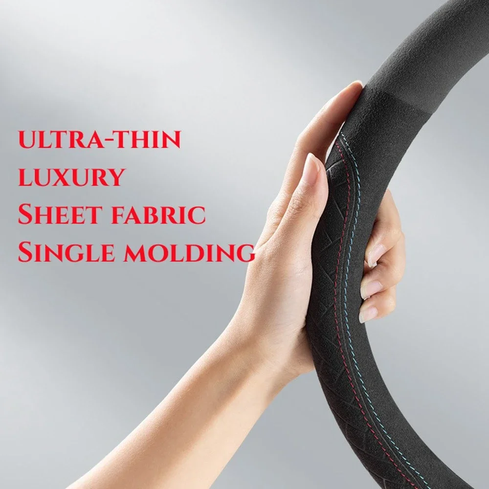 Universal Car Steering Wheel Cover For 37-38cm Steer Wheel Suede Leather Breathable Car Wheel Cover Interior Auto Accessories