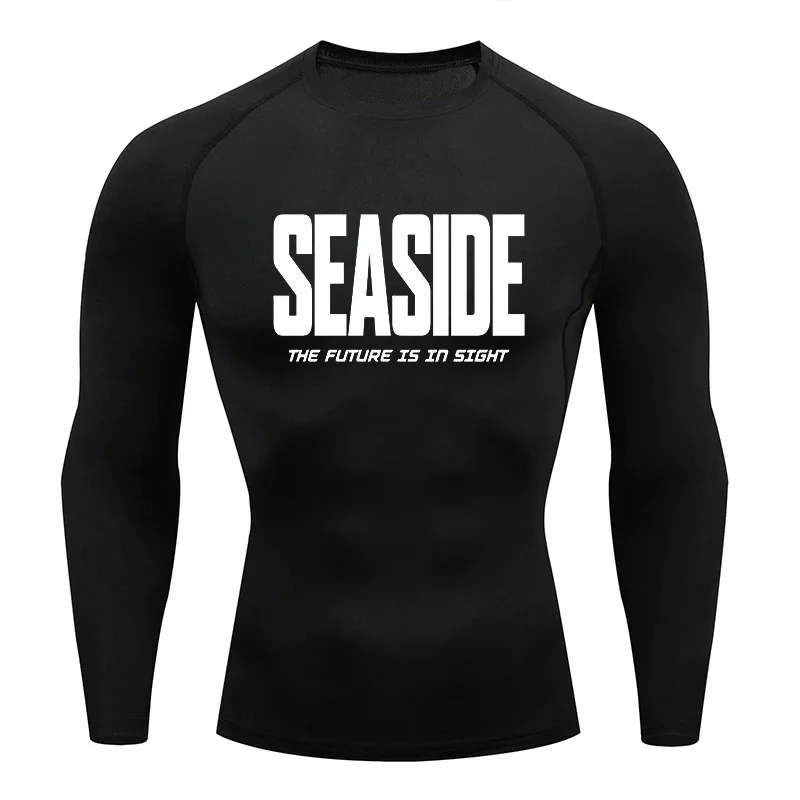 เสื้อยืดรัดรูปผู้ชาย เสื้อคอมเพรสชั่นสำหรับวิ่ง เสื้อยืดออกกำลังกาย ฟิตเนส วิ่งจ๊อกกิ้ง แขนยาว เสื้อลำลองผู้ชาย