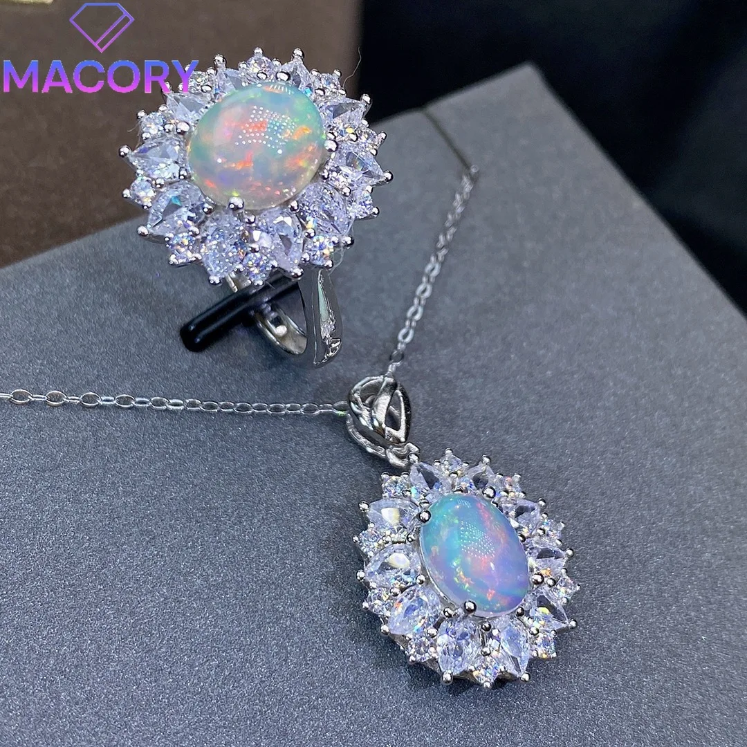 

925 sterling silver ladies natural Opal set luxury jewelry set elegant ladies set free shipping promotion wholesale