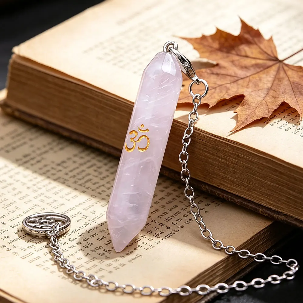 Real Natural Stone Pendant Crystal Pendulum for Divination Dowsing Amethysts Clear Quartz Spiritual Healing 3D Pendulos x228
