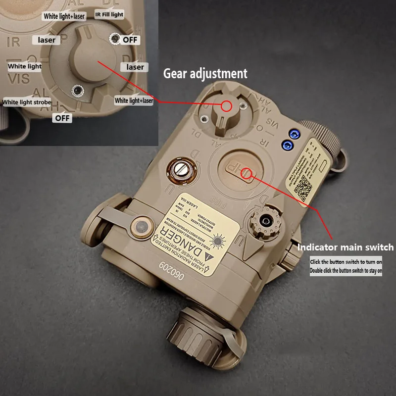 Imagem -02 - Tactical Peq 15 Vermelho Verde Azul Laser ir Preencher Luz M600v M300v Lanterna Controle Duplo Interruptor de Pressão 20 mm Trilho