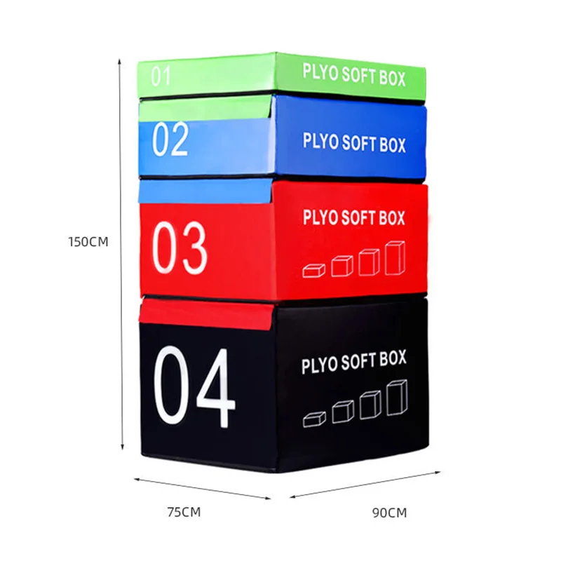 Plyo Soft Box Stackable dla dorosłych do skakania Plyometria Ćwiczenia Plyometric Box Duży Duży Rozmiar 4 Wysokość Progres