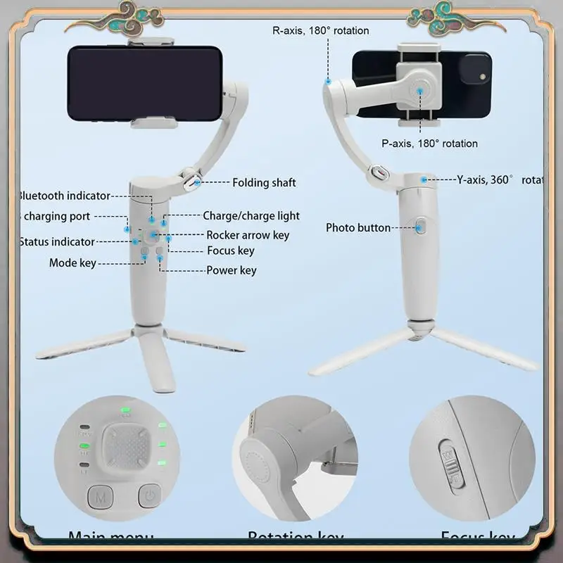 

Gimbal Handheld Stabilizer For Cellphone Portable Phone Holder Desktop Tracking Gimbal For Smartphone Live