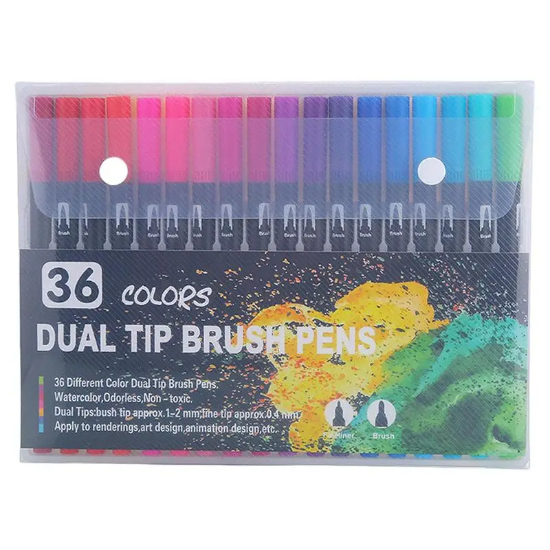 Double Tip Brush Pens Art Markers Double Tip Kid Hand Lettering Marker Pens Colors Numbered Double Tip Marker Pens For Drawing