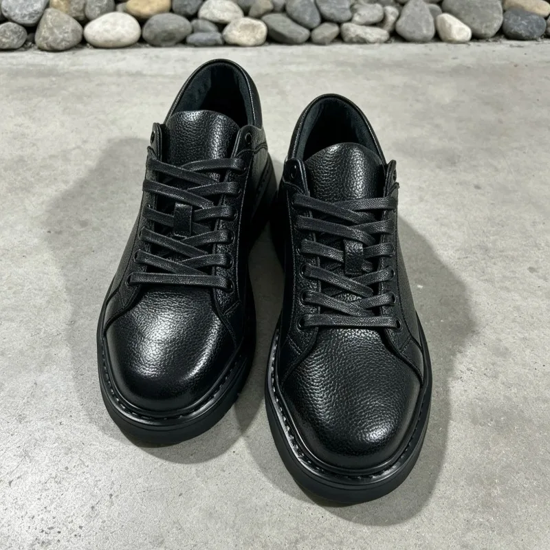 Designer Luxury Cowhide Thick Soled Board Shoes Men's Genuine Leather Casual Lightweight Comfortable Sports Shoes Male High Top