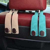 Universal Car Seat Headrest Hooks 2 in 1 Soft Leather Car Seat Back Hook for Purse and Bag Backpack Double Hook Car Seat Hanger
