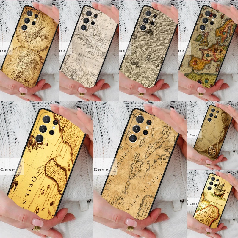 Ancient Sea Ship Map Phone Cover Case for Samsung Galaxy S26 Ultra S20 FE Note 10 S24 S23 S21 S25 Plus S22