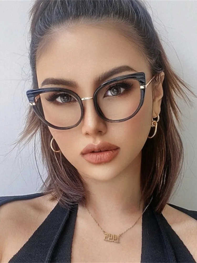 Fashion Anti Blue Light Cat Eye Glasses Frame Blue Light Blocking Eyeglasses Frame for Women Optical Eyewear Cateye Accessories