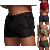 Men's Athletic Short Workout Running Gym Short Side Zipper Double Pocket Drawstring With Mesh Lining Solid Color Quick Dry Short