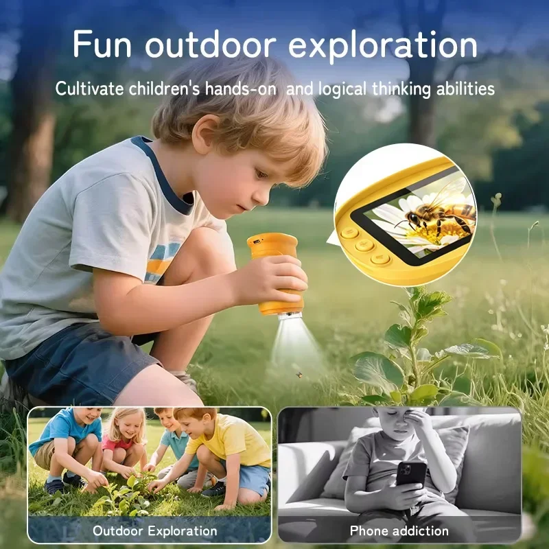 Pocket Microscope Kids 1000X Science Toy With Photo And Video Function Mini Handheld Microscope Outdoor Children Educational Toy