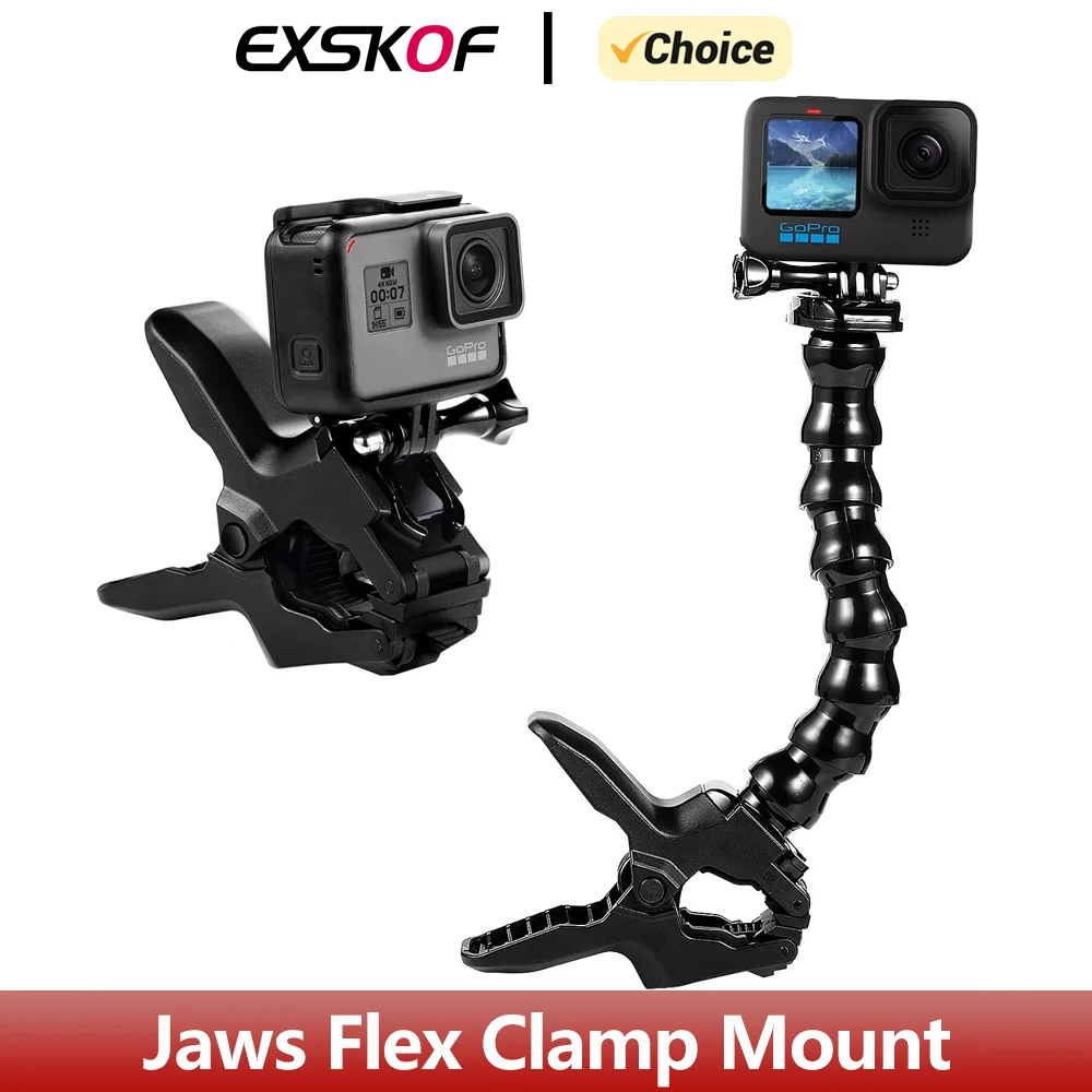 Jaws Flex Clamp Mount Gooseneck Mount For GoPro Hero 12 11 10 9 8 7 6 5 SJCAM Insta360 X2 X3 DJI Osmo Action Camera Accessories