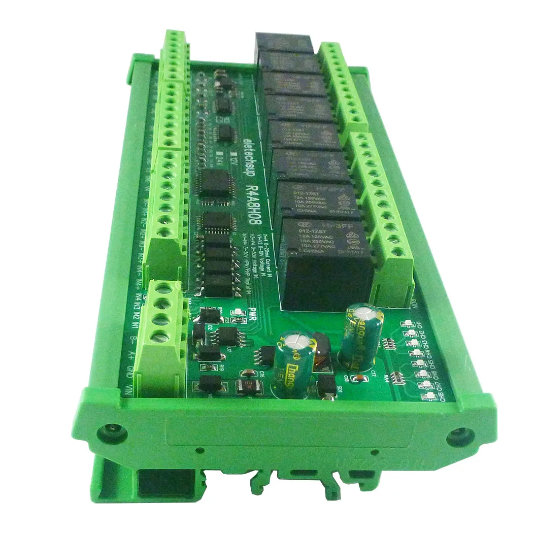 8DO 4DI 8AI RS485 Modbus RTU Multifunction Relay Module PLC IO Expanding Board 4-20MA 0-10V Current Voltage Collector R4A8H08