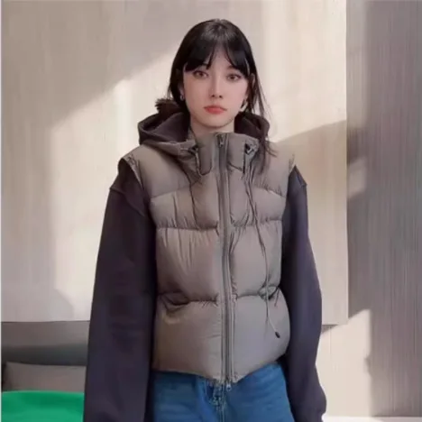 2026 جديد إمرأة القطن جاكيت بلا إكمام الخريف الشتاء فضفاض مقنعين صدرية سترات سترة دافئة ملابس خارجية #5