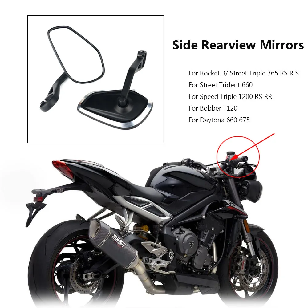 Motorcycle Handlebar Rearview Bar End Mirror For Rocket 3 Street Triple S 765 765RS 765R Trident 660 Speed Triple 1200RS 1200RR