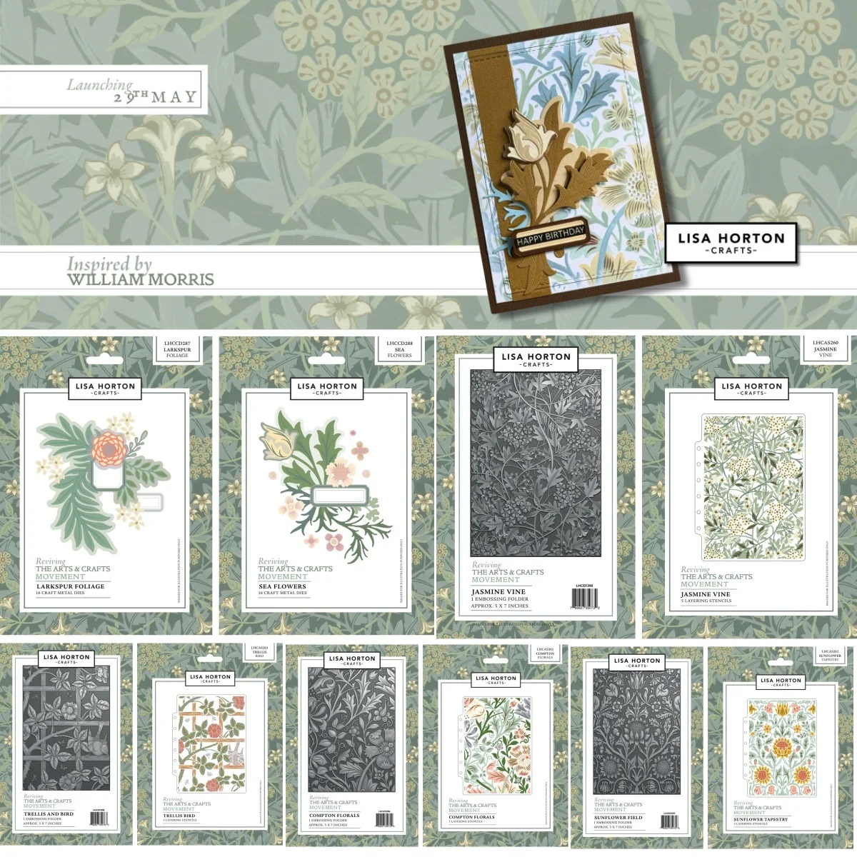 

MAY 2026 Trellis Bird Larkspur Foliage Sea Flowers Metal Cutting Dies Stencil Hot Foil For DIY Scrapbook Craft Decoration