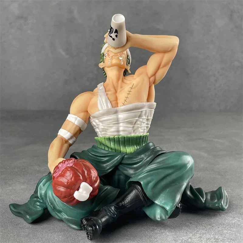 

One Piece - Zoro Drinking Sake Wano Country Ver. Bandaged Zoro Anime Figure Model Statue Collection Desktop Decoration Ornament