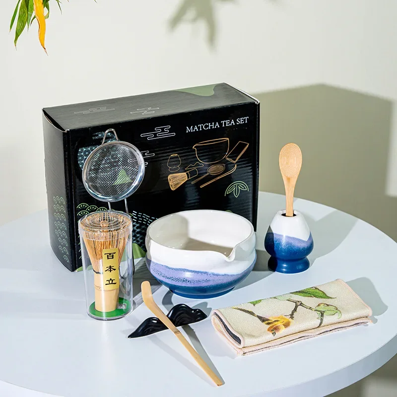 Japanese Matcha Set, Kiln-changed Glaze Tea Dispenser, Tea Bowl, Matcha Spoon, Baibenli Matcha