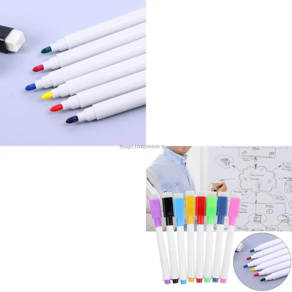 

1 Set Whiteboard Pen Erasable Marker Office School Supplies 8 Colors