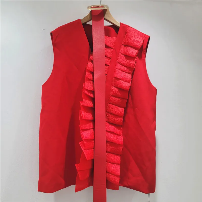 SuperAen Koreanischen Stil Schwarz Dreidimensionale Blumen Mäntel frauen 2025, Herbst Neue Design Taille Mesh Gespleißt Ärmellose Westen