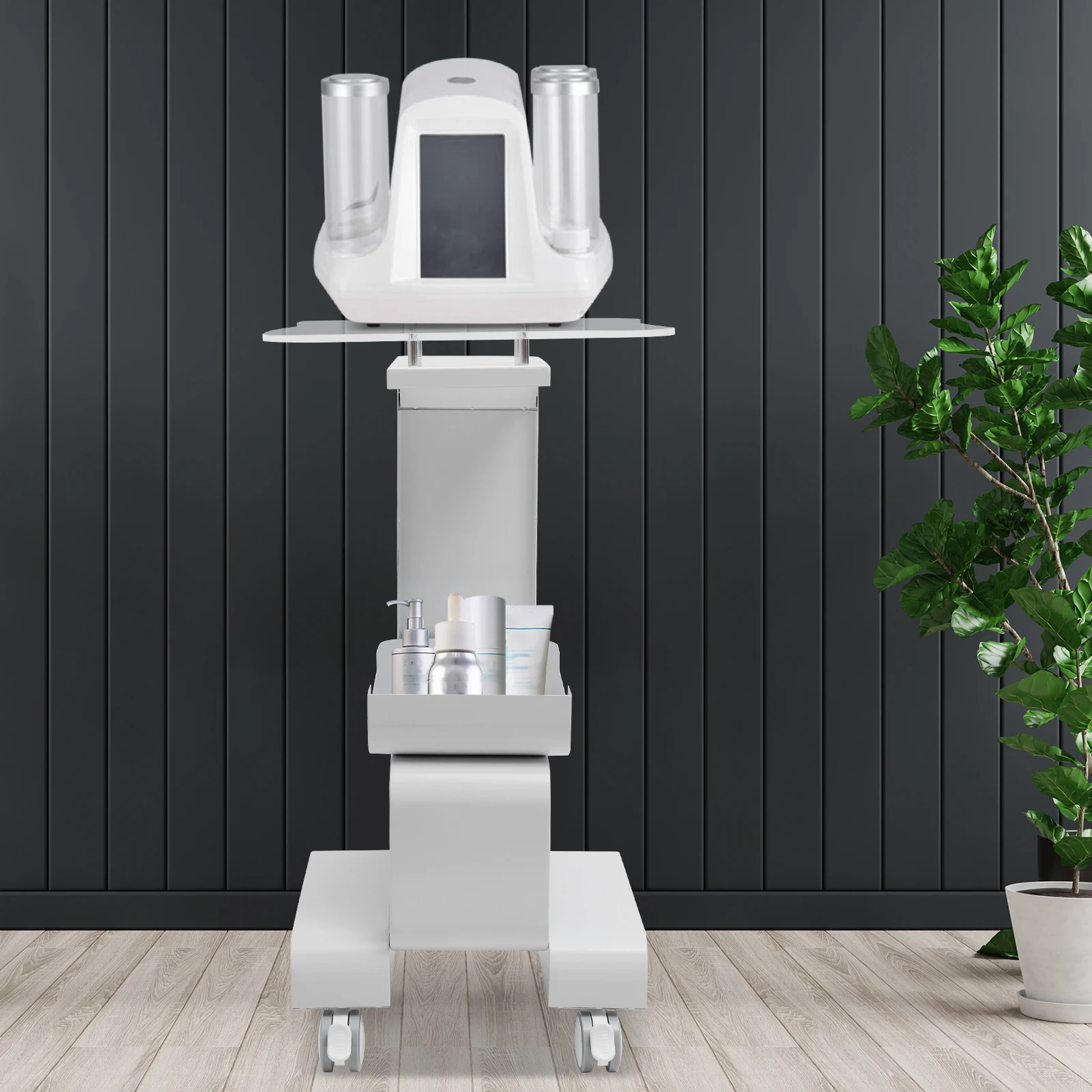 Metal and Acrylic Salon Trolley with Spacious Storage for Beauty Tools