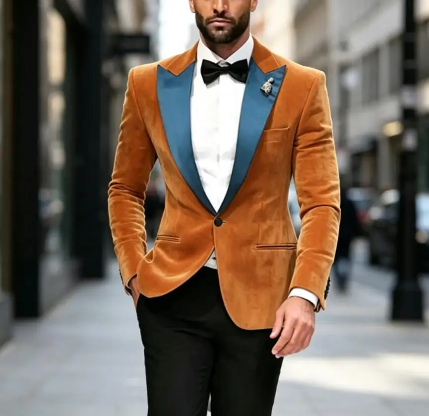 Latest Design Men Suits Blazer Pants Set Single Breasted Peak Lapel 2 Piece Groom Wedding Tuxedo Slim Fit Male Suit Ropa Hombre
